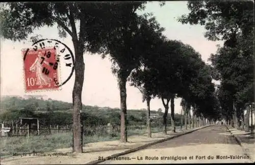 Ak Suresnes Hauts de Seine, La Route strategique et Fort du Mont Valerien