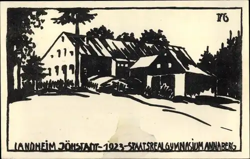 Künstler Ak Jöhstadt im Erzgebirge Sachsen, Landheim, Staatsrealgymnasium Annaberg