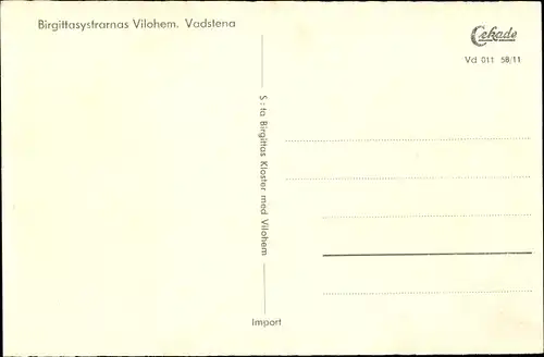 Ak Vadstena Schweden, Birgittasystrarnas Vilohem