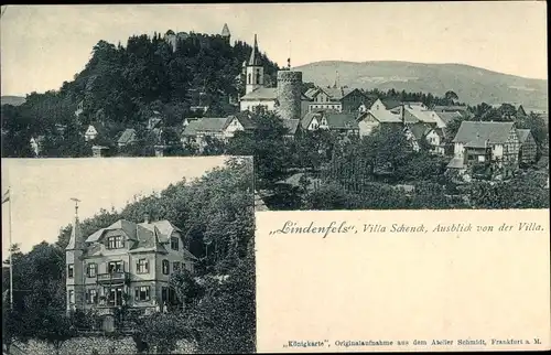 Ak Lindenfels im Odenwald, Teilansicht, Villa Schenck
