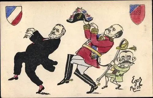 Künstler Ak Karikatur, französischer Politiker Emile Loubet, König Edward VII von Großbritannien