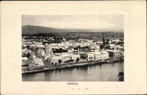 Ak Valdivia Chile, Luftbild der Stadt