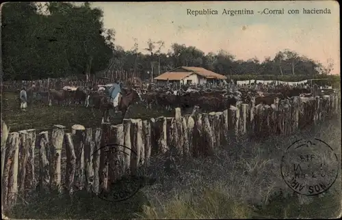 Ak Republica Argentina, Corral con hacienda