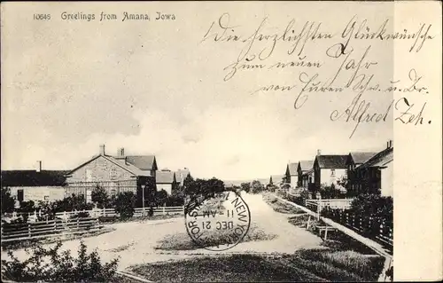 Ak South Amana Iowa USA, Straßenansicht, Siedlung, Teilansicht
