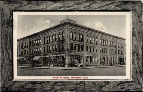 Präge Passepartout Ak Brainerd Minnesota USA, Hotel Ransford