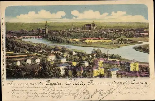 Litho Metz Moselle, Panorama vom Saint Quentin