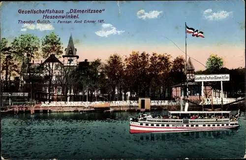 Ak Berlin Köpenick Rahnsdorf Hessenwinkel, Gesellschaftshaus Dämeritzsee, Inh. Theodor Gulich