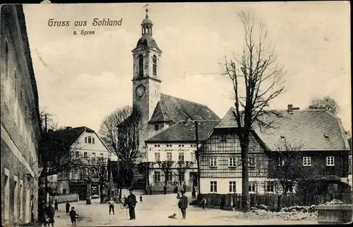 Ak Sohland an der Spree Sachsen, Ortspartie, Kirche