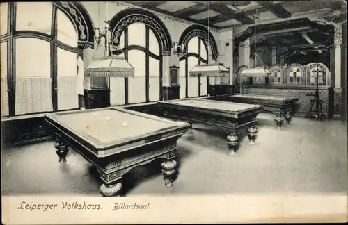 Ak Leipzig in Sachsen, Volkshaus, Billardsaal