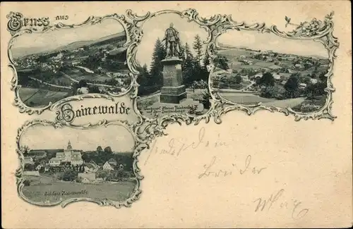 Ak Hainewalde Oberlausitz, Schloss, Kaiser Friedrich Denkmal