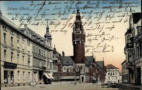Ak Dahme in der Mark, Stadtpartie, Turm, Stadtuhr