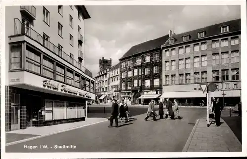 Ak Hagen in Westfalen, Stadtmitte, Straßenpartie