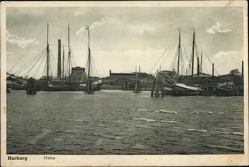 Ak Hamburg Harburg, Hafenpartie