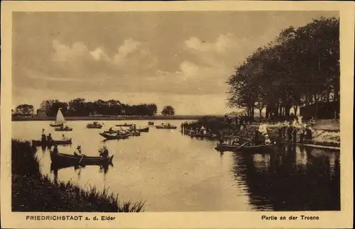 Ak Friedrichstadt an der Eider, Partie an der Treene, Ruderboote