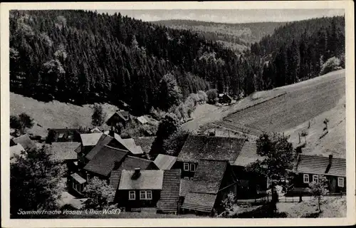 Ak Vesser Suhl in Thüringen, Blick auf den Ort, Wald