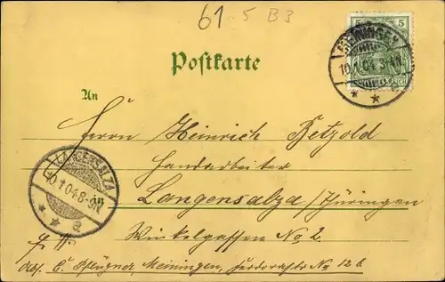 Mondschein Litho Meiningen in Thüringen, Marktplatz