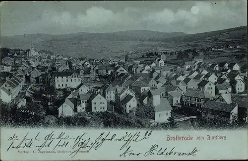 Mondschein Ak Brotterode Trusetal in Thüringen, Blick vom Burgberg