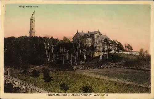 Ak Weinböhla in Sachsen, König Albert Turm, Parkrestaurant Schweizerhöhe