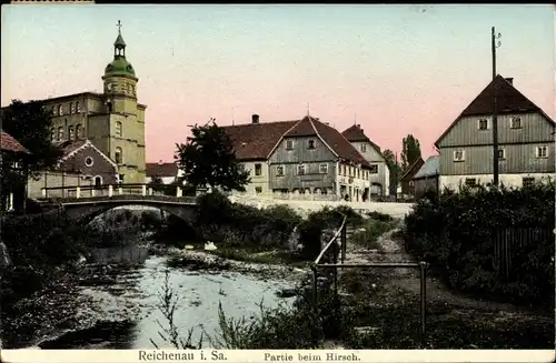 Leuchtfenster Ak Bogatynia Reichenau Schlesien, Beim Hirsch