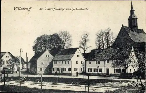 Ak Wilsdruff in Sachsen, Ehrenfriedhof, Jacobikirche