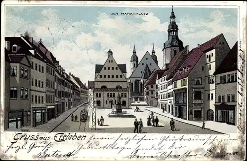 Litho Lutherstadt Eisleben, Marktplatz