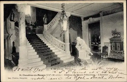 Ak Chaudron en Mauges Maine-et-Loire, Chateau du Plessis Villoutreys, L'Escalier