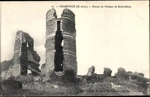 Ak Champtocé Maine et Loire, Ruines du Chateau de Barbe Bleue