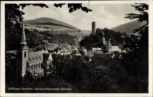 Ak Eppstein im Taunus, Teilansicht, Burg, Kirche, Gaststätrte Kaisertempel