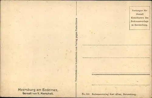 Künstler Ak Marschall, V., Meersburg im Bodenseekreis, Blick auf den Ort