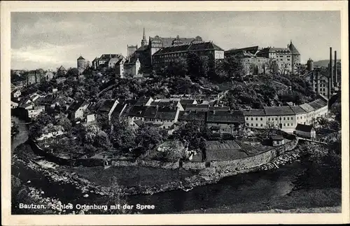 Ak Bautzen in der Lausitz, Blick auf Schloss Ortenburg mit der Spree