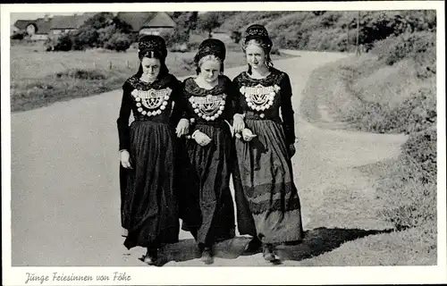 Ak Insel Föhr in Nordfriesland, Junge Friesinnen, Tracht