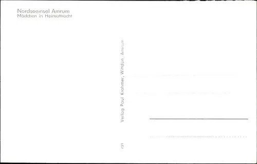 Ak Insel Amrum in Nordfriesland, Mädchen in Heimattracht