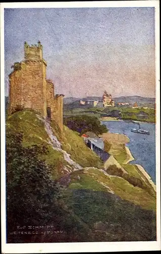 Künstler Ak Schmidt, R.,  Leiben Niederösterreich, Burgruine Weitenegg