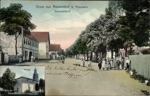 Ak Rockendorf Krölpa in Thüringen, Straßenpartie, Kirche