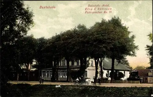 Ak Buxtehude in Niedersachsen, Bahnhofshotel Küke und Hähnsen