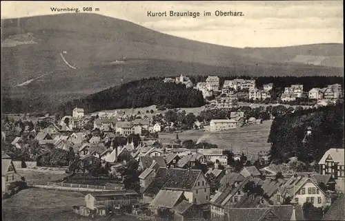 Ak Braunlage im Oberharz, Blick auf den Ort, Wurmberg