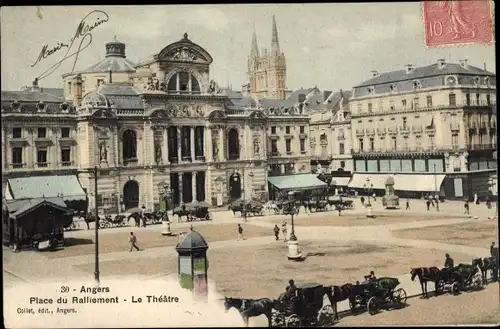 Ak Angers Maine et Loire, Place du Ralliement, Le Theatre