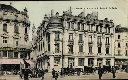 Ak Angers Maine et Loire, La Place du Ralliement, La Poste