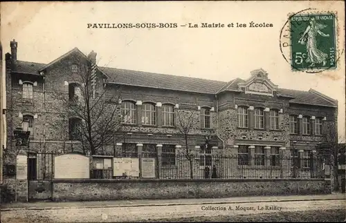 Ak Pavillons sous Bois Seine-Saint-Denis, La Mairie et les Ecoles