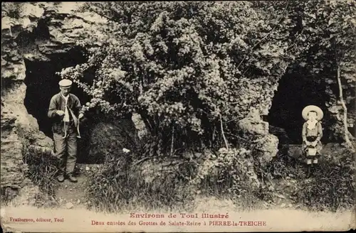 Ak Pierre la Treiche Lothringen Meurthe et Moselle, Deux entrees des Grottes de Saint Reine