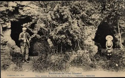 Ak Pierre la Treiche Lothringen Meurthe et Moselle, Deux entrees des Grottes de Saint Reine