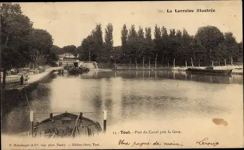 Ak Toul Meurthe et Moselle, Port du Canal pres la Gare