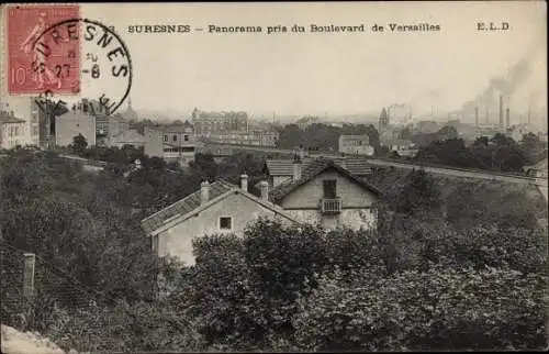 Ak Suresnes Hauts de Seine, Panorama pris du Boulevard de Versailles