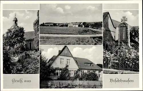 Ak Bischhausen Waldkappel, Kirche, Schule, Ehrenmal, Feldweg