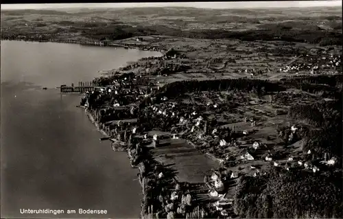 Ak Unteruhldingen Uhldingen Mühlhofen am Bodensee, Fliegeraufnahme vom Ort am Bodensee