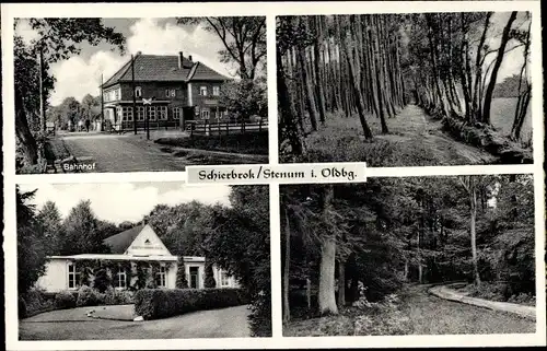 Ak Schierbrok Stenum Ganderkesee in Oldenburg, Bahnhof, Waldpartien, Gasthof