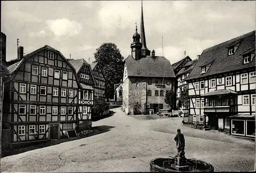 Ak Burgenstadt Schlitz Vogelsbergkreis, Fachwerkhäuser am Markt