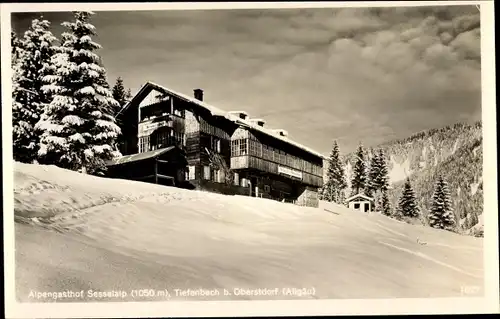 Ak Tiefenbach Oberstdorf im Oberallgäu, Gasthof Sesselalp im Winter