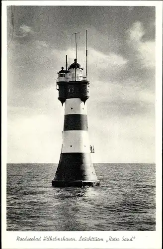 Ak Blick auf den Leuchtturm Roter Sand an der Wesermündung