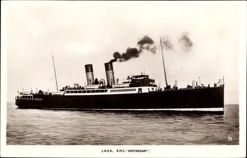 Ak Dampfschiff SS Amsterdam, LNER, Fährschiff